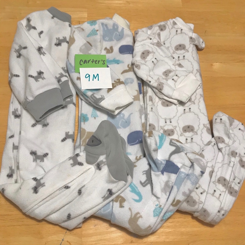 3 Fleece footed sleepers